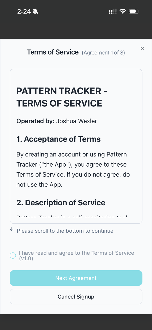 Terms of Service agreement